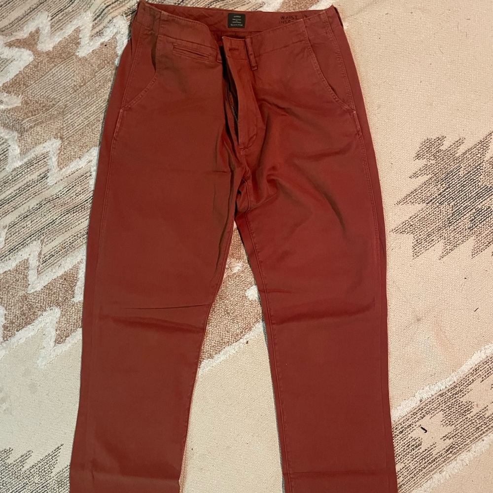Men’s J.Crew worn burnt orange khakis. Regular fit.